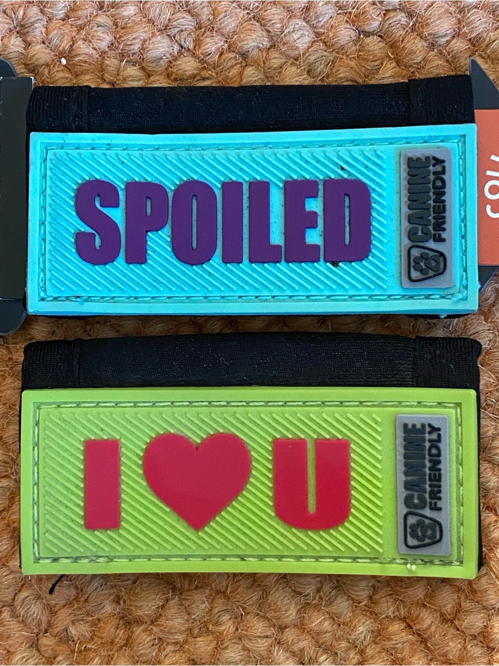 2 Canine Friendly Bark Notes - Collar/Leash Slip-On Vanity Plates